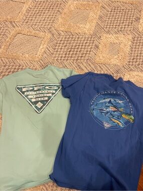 Columbia Men's PFG Fishing Green Blue Tee Shirts T-Shirt Bundle Lot Medium
